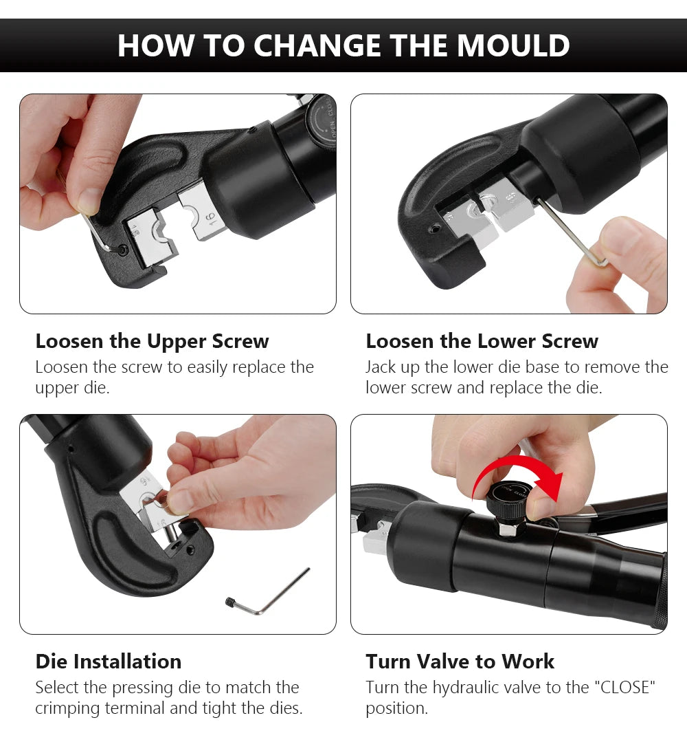 RUS Warehouse Strumento di crimpatura idraulico Pinze per crimpare terminali per cavi fai-da-te Strumenti di compressione idraulica Gamma YQK-70 4-70mm2