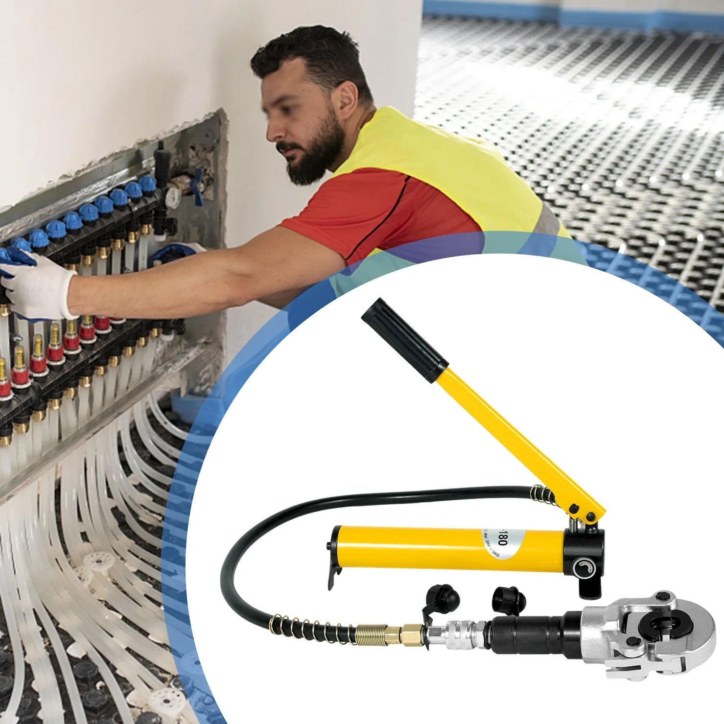 Pinza a crimpare per pompa idraulica 6T con 9 matrici per tubi in acciaio inossidabile Tubo in rame PEX PB Press V12-28mm TH16-32mm Set