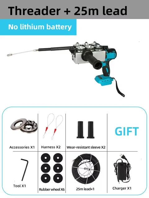 Macchina per incordare elettricista automatica 25M Filo elettrico a scomparsa Pull Wire Guide Tools Filettatrice per Makita