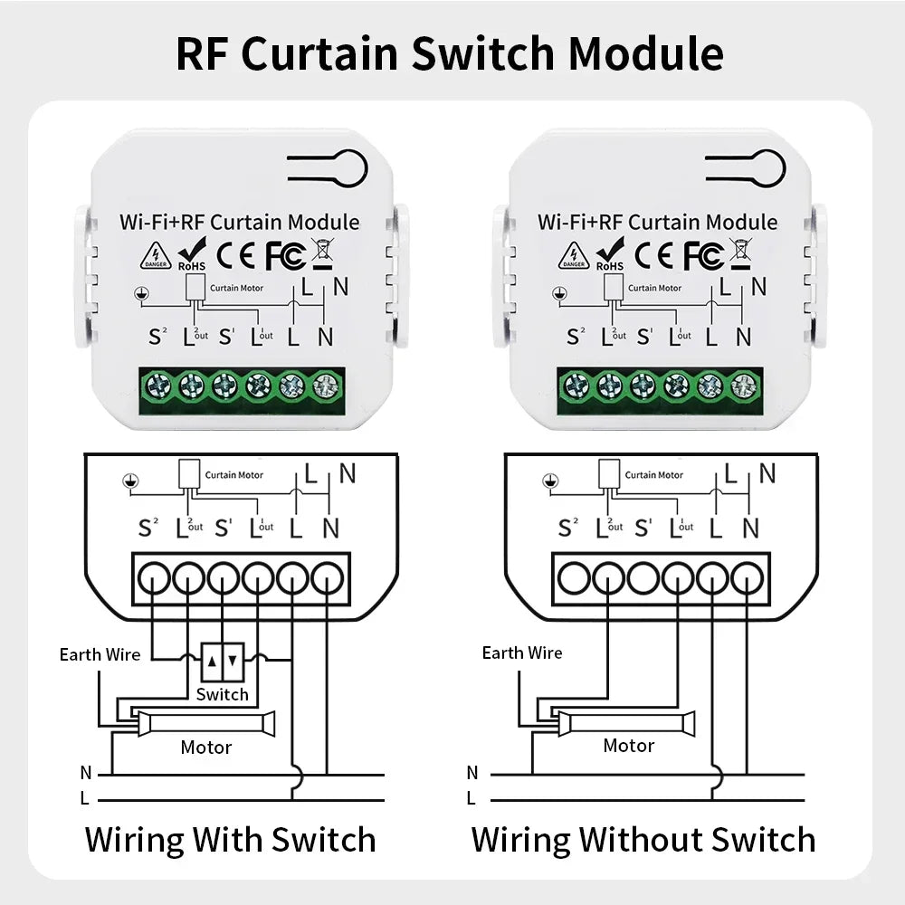 TNCE Tuya Modulo interruttore tenda wifi zigbee rf433mhz, interruttore motore otturatore tende a rullo, controllo intelligente vocale Alexa Google Home