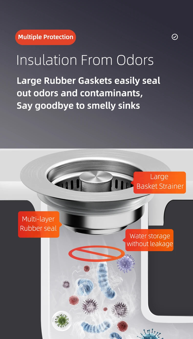 Lavello da cucina filtro di scarico tappo per lavello Pop-Up in acciaio inossidabile tappo per lavello Anti-intasamento cestello per alimenti filtro per odori tappo per lavello