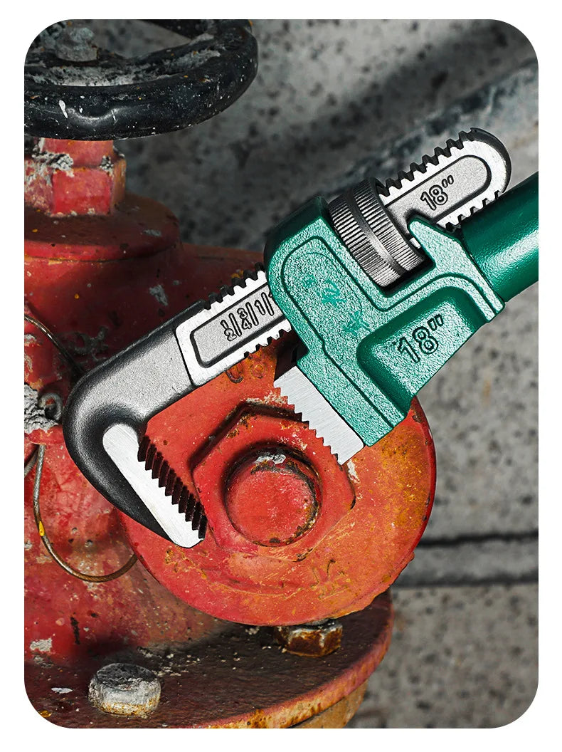 Chiave per tubi diritta in acciaio al carbonio resistente 10", 12", 14", 18" Pinza per tubi Chiave manuale universale per impianti idraulici regolabile industriale