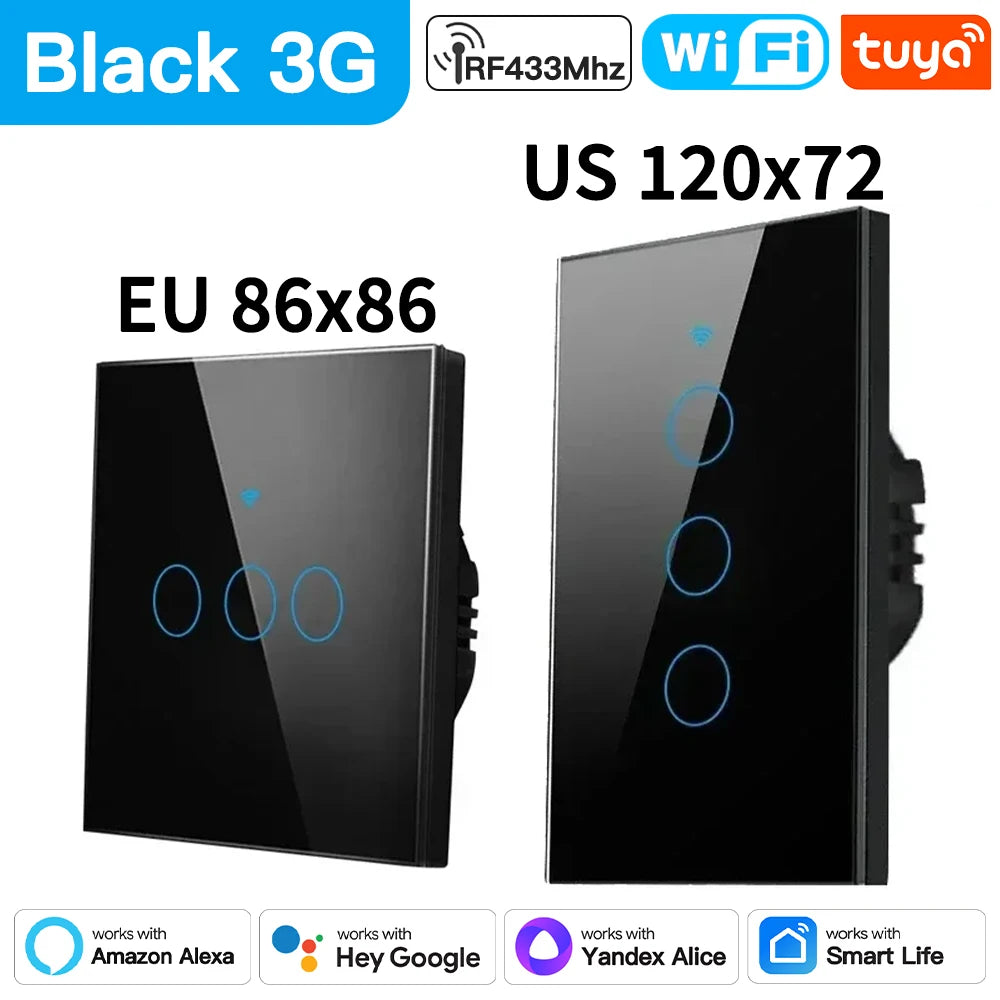 TNCE Tuya Switch WIFI RF US/EU, 1/2/3/4 Gang No/Con cavo neutro Controller luce LED da parete, Vita intelligente, Voce Alexa Google Home