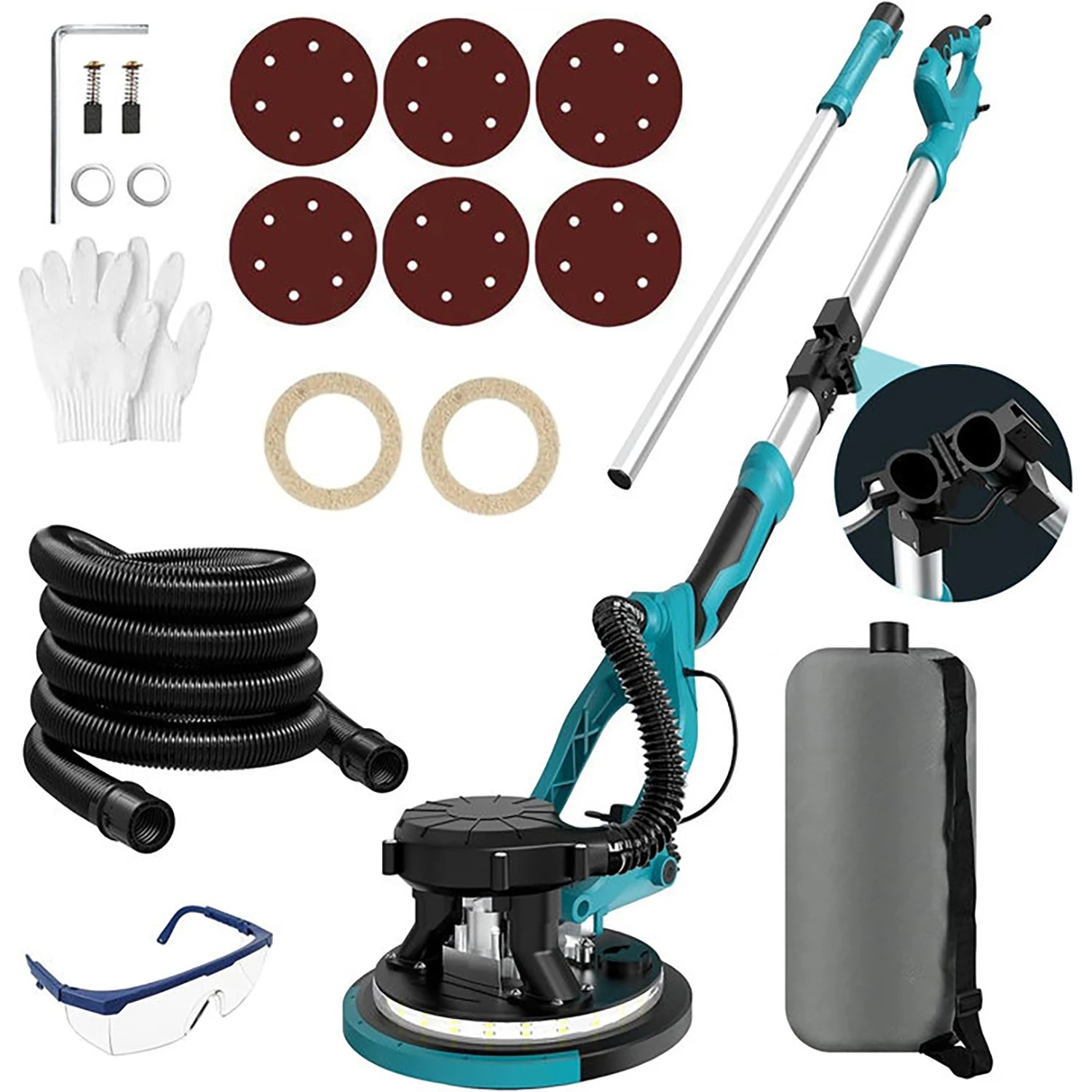 1250W levigatrice elettrica per cartongesso rettificatrice per pareti stucco senza polvere autoaspirante levigatrice portatile polvere automatica