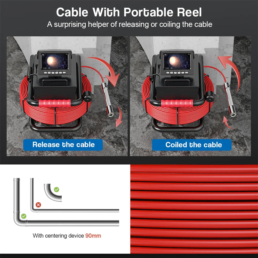 DVR 16GB Card 5600mAh Batteria Telecamera per endoscopio fognario 4.3 "HD Telecamera per condotte di scarico industriale IP68 Telecamera per ispezione tubi fognari