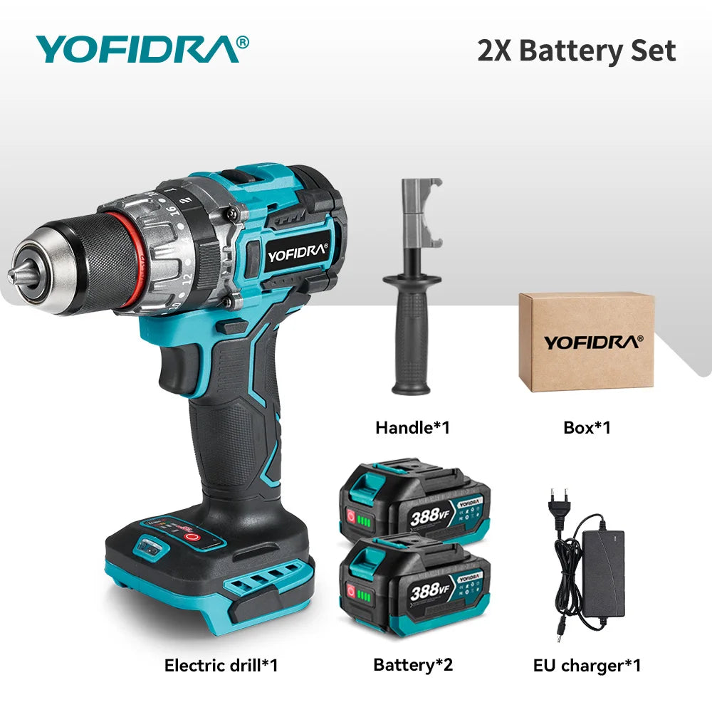 YOFIDRA 700N.M Brushless Trapano a percussione elettrico Cordless Cacciavite Piastre Terreno Lavorazione del legno Strumento elettrico per Makita Batteria Spille
