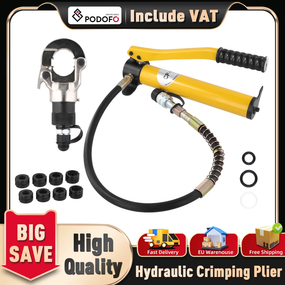 Pinza a crimpare idraulica Podofo 8T 360 °   Pinza per crimpare tubi in rame tipo TH16-32/V15-28-