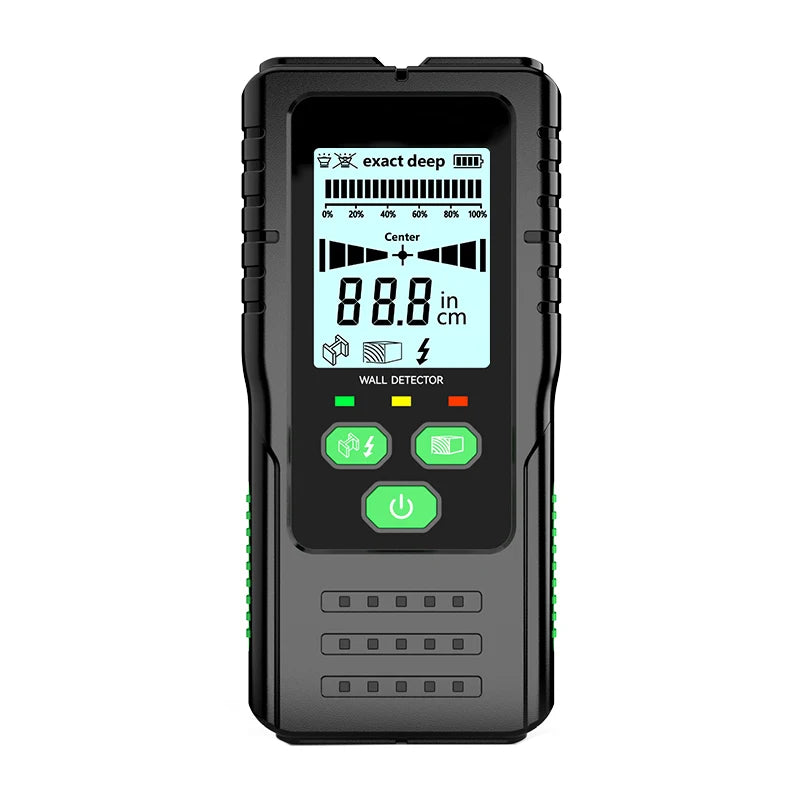 R&D Nuovo cercatore perni Scanner da parete Fili per cavi Localizzatore di profondità Metal Detector da parete Retroilluminato elettronico Cercatore di legno AC nero