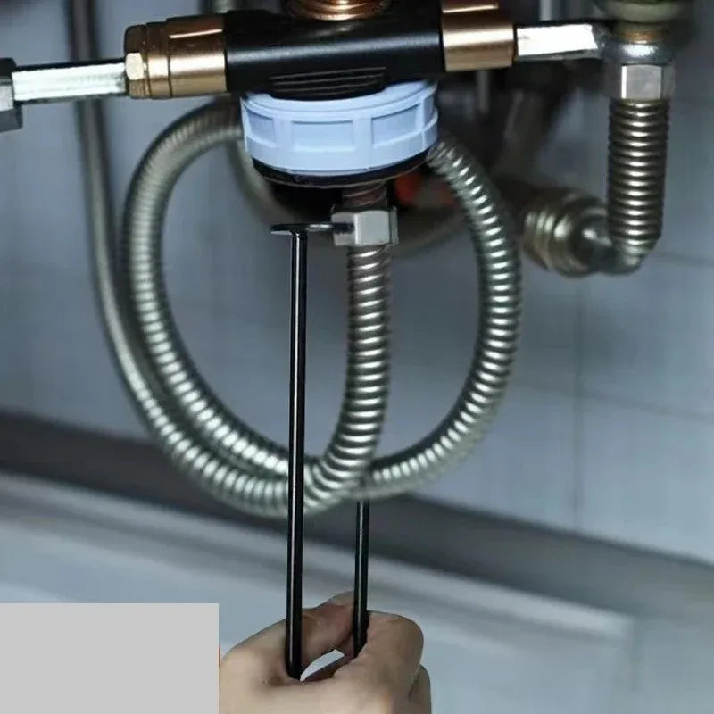 Chiave per lavello 5 in 1 Chiave per rubinetto multifunzionale in acciaio al carbonio Chiave per tubi idraulici Set di riparazione per lavello da cucina per bagno Strumenti hardware