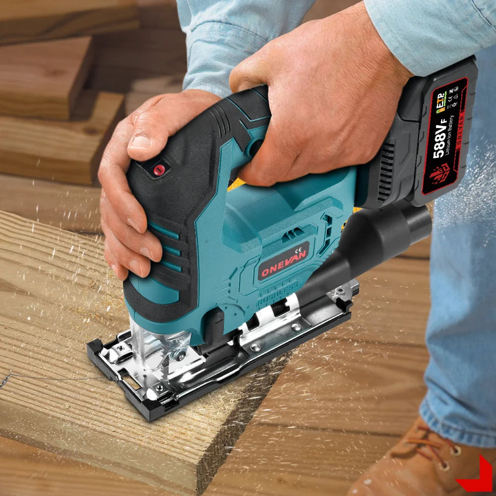 ONEVAN 26mm 3500RPM Seghetto alternativo elettrico senza spazzole 1000W Multi-Funzione 3 Velocità variabile Strumento per la lavorazione del legno Per Makita 18V Batteria pin