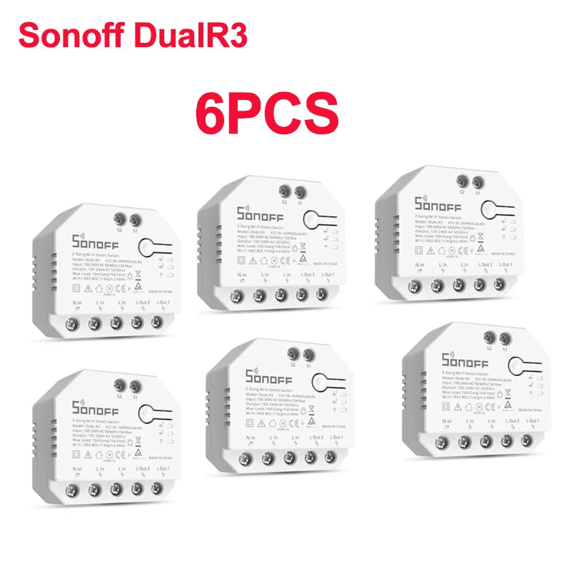 Sonoff Dual R3 Dual Relay Wifi Smart Switch Controllo bidirezionale Misurazione della potenza Tende a rullo Motore Tende elettriche Tende Interruttore