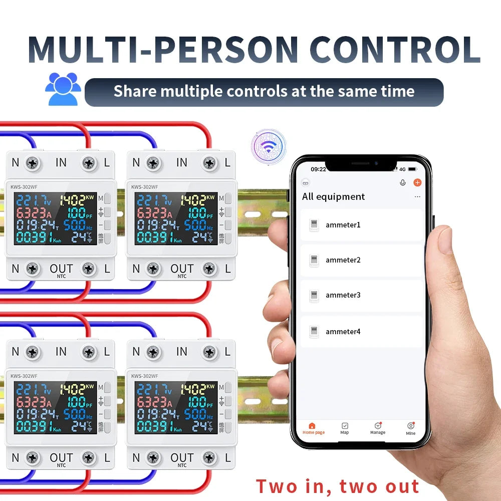 63A Tuya WIFI Smart Life Misuratore di tensione AC170-270V Wattmetro di corrente Misuratore di consumo di elettricità KWH Misuratore di energia di potenza