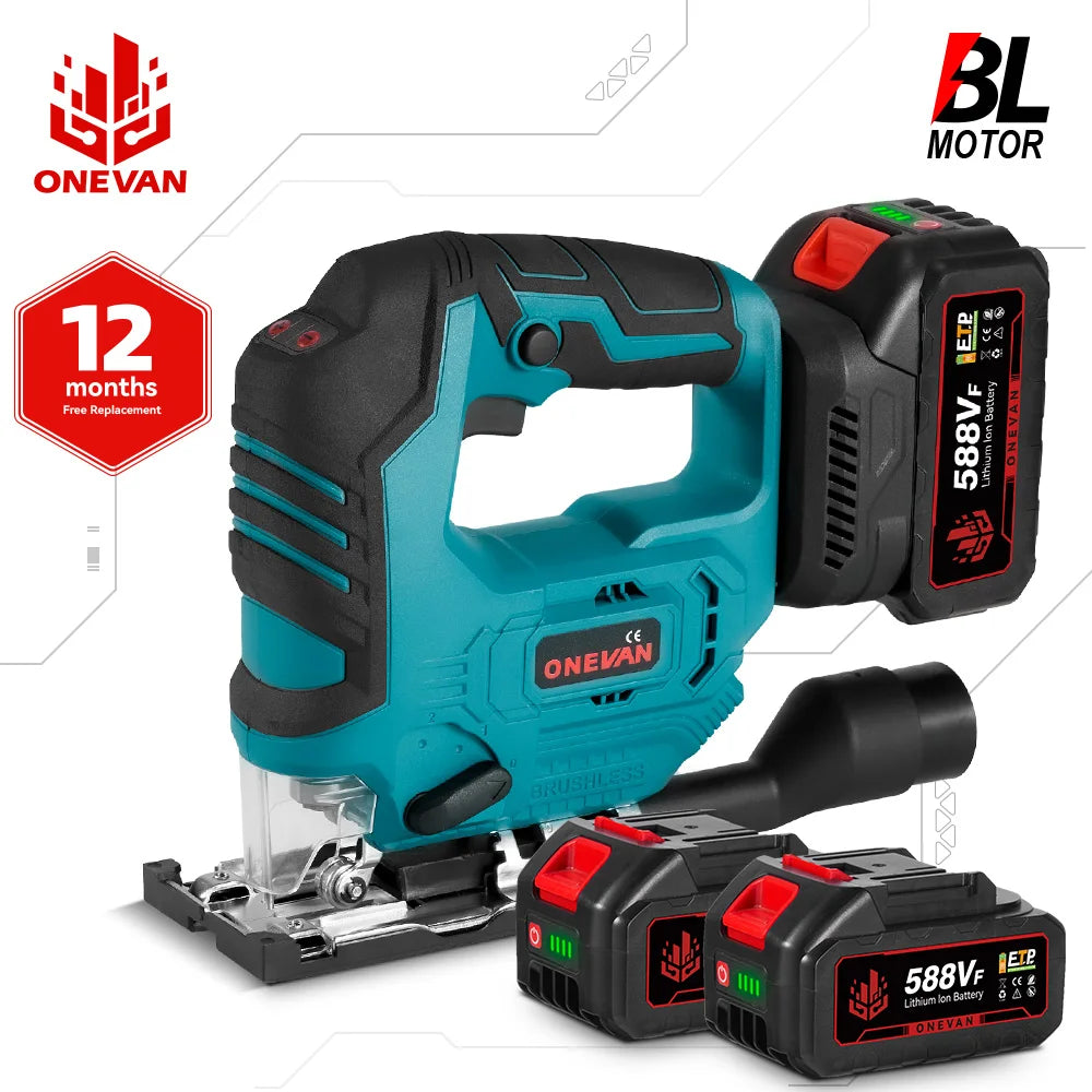 ONEVAN 26mm 3500RPM Seghetto alternativo elettrico senza spazzole 1000W Multi-Funzione 3 Velocità variabile Strumento per la lavorazione del legno Per Makita 18V Batteria pin