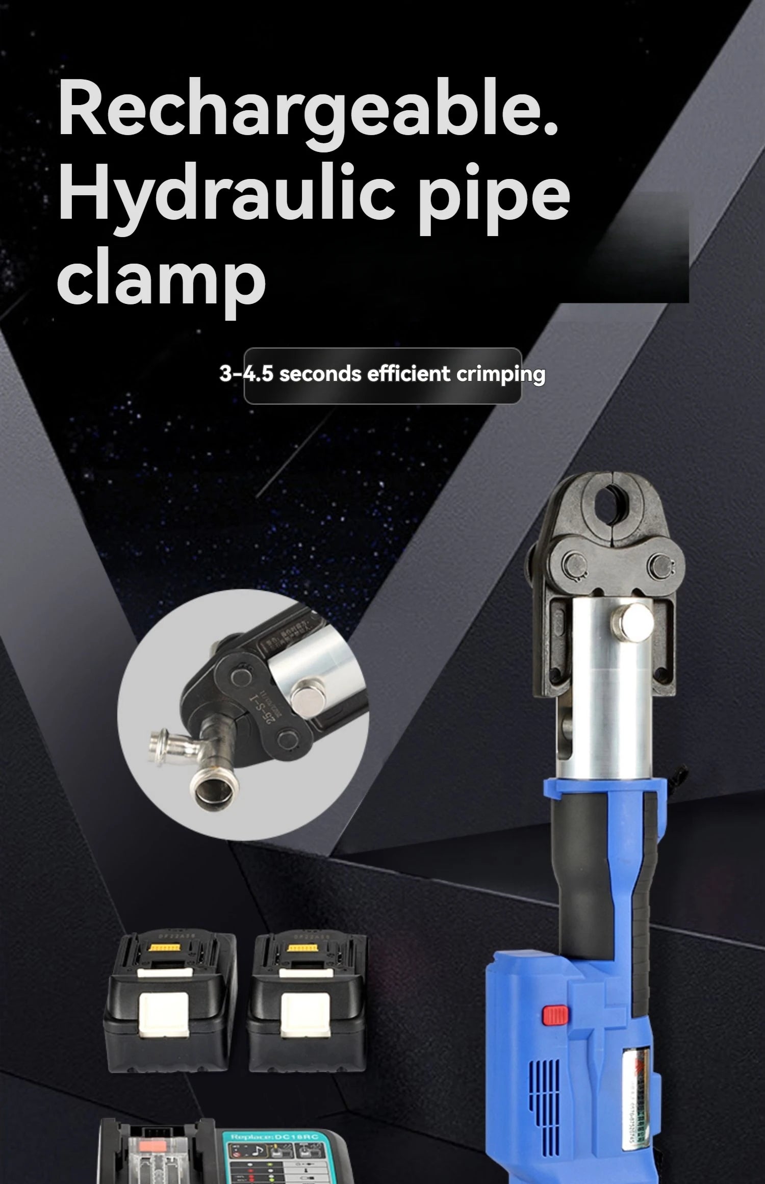 SZ-1532/1550 60KN Pinza per crimpare tubi elettrici Strumento per crimpare tubi dell'acqua Anello Compressione Ricarica Morsetto portatile