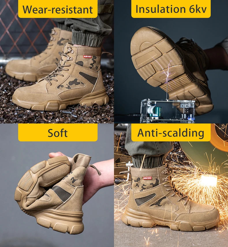 Scarpe da ginnastica Scarpe indistruttibili Scarpe antinfortunistiche da lavoro con puntale in acciaio Scarpe protettive di sicurezza maschili a prova di foratura Stivali tattici