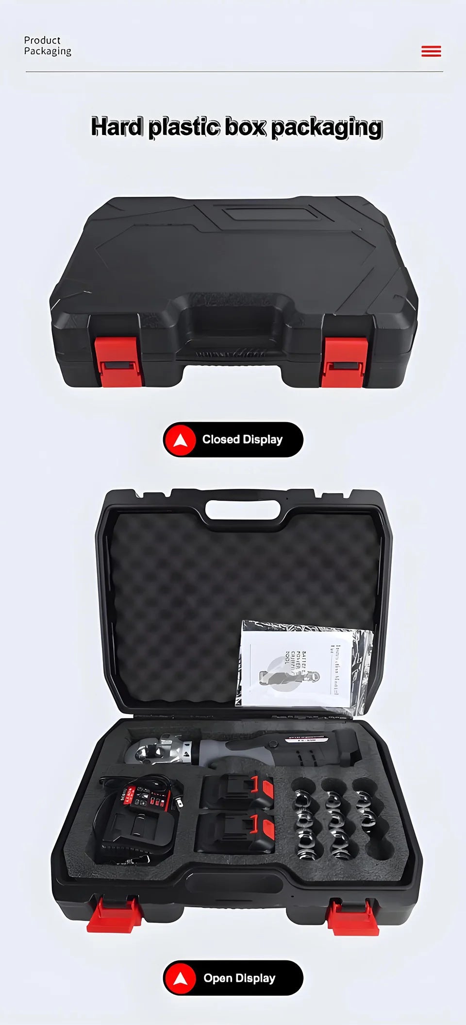 Crimpatrice idraulica elettrica ES-300 con manico dritto per terminali in rame e alluminio da 10-300 mm2 con crimpatura rapida e 360 °   Rotazione