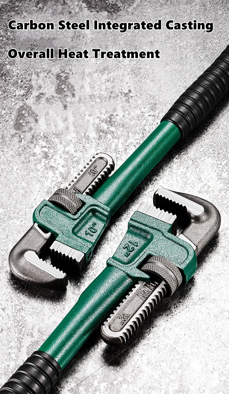 Chiave per tubi diritta in acciaio al carbonio resistente 10", 12", 14", 18" Pinza per tubi Chiave manuale universale per impianti idraulici regolabile industriale