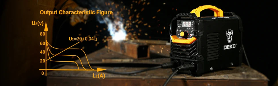 DEKO 220VMMA 160A Display digitale Stazione di saldatura LCD Stazione di saldatura IGBT con portaelettrodo Morsetto da lavoro Potenza di ingresso