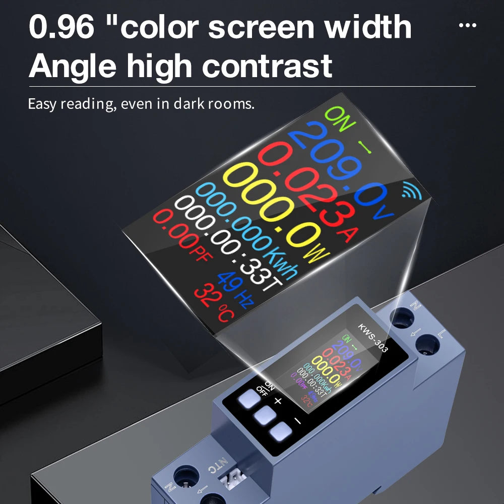 KWS-303 Tuya WiFi Misuratore di potenza APP Controllo 8 in1 Contatore di energia 85-290V/40A Misuratore di tensione e corrente Misuratore di elettricità Vita intelligente