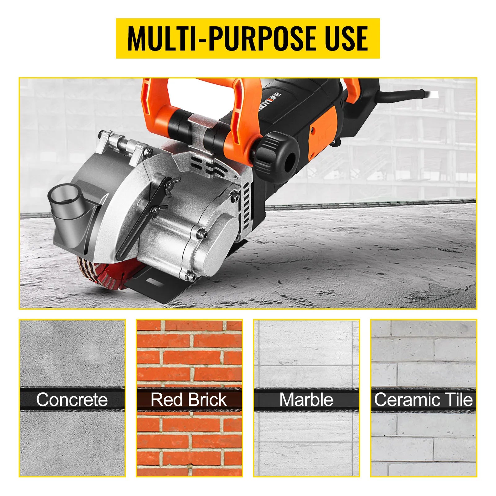 SucceBuy 4800W Parete Chaser Calcestruzzo Mattoni Taglierina 5000RPM Elettrico Senza Soluzione di Continuità Slotter 133mm Lame per Sega Circolare Utensili Elettrici