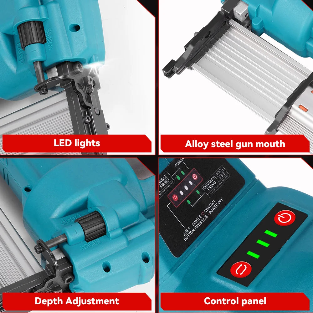 ONEVAN Brushless Elettrico 2 in 1 Chiodatrice/Pistola Cucitrice F15-50 K410-438 Utensili a batteria Con 4 Modalità Chiodo Per Makita 18V Batteria Spille