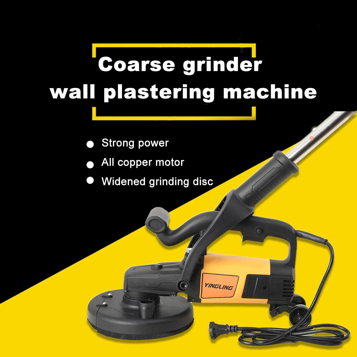 Rettificatrice per pareti 3800W Smerigliatrice grossolana portatile per intonacare le pareti con asta di prolunga per pareti, pavimenti in cemento, strumento per lucidare