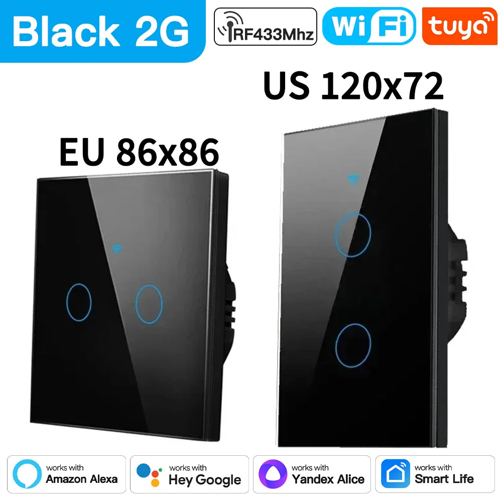 TNCE Tuya Switch WIFI RF US/EU, 1/2/3/4 Gang No/Con cavo neutro Controller luce LED da parete, Vita intelligente, Voce Alexa Google Home
