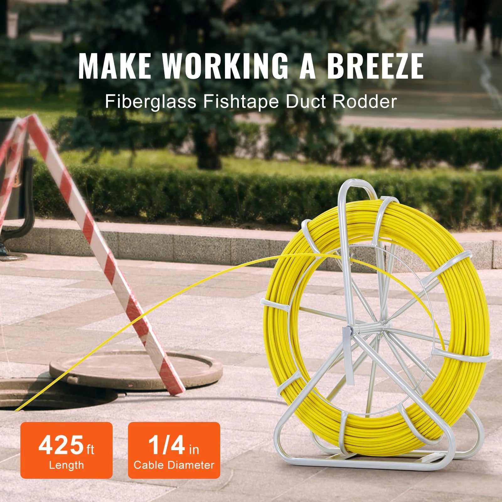 SucceBuy Nastro per pesci in fibra di vetro 425/492/600/656 piedi Condotto Rodder Fishtape Estrattore di filo Strumenti da pesca per pareti e condotti elettrici