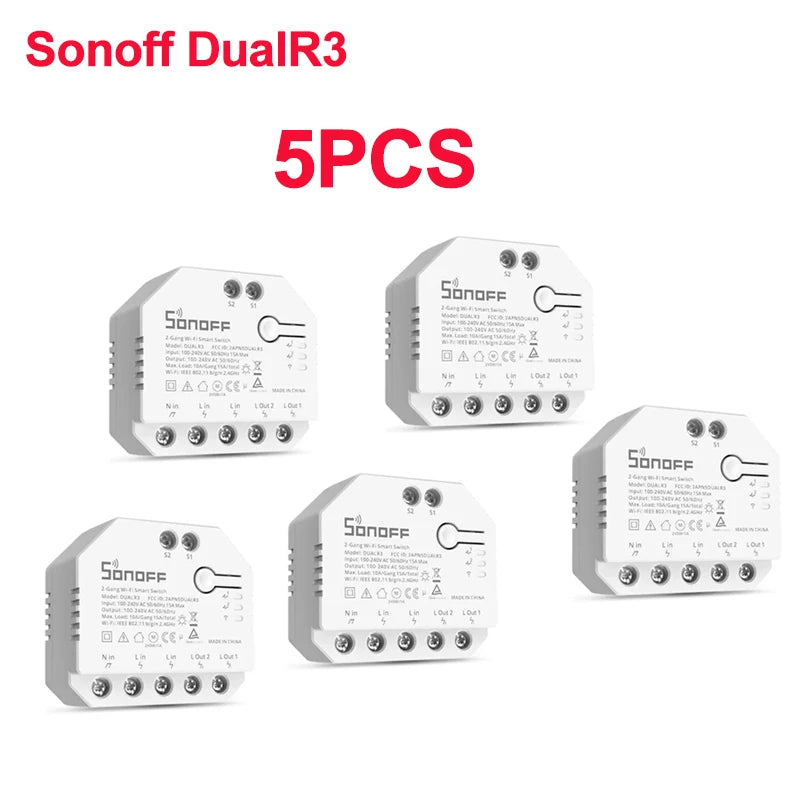 SONOFF Dual R3 2 Gang Wifi Smart Switch Modulo relè doppio con misurazione della potenza Controllo intelligente dell'interruttore dell'otturatore a rullo tramite ewelink
