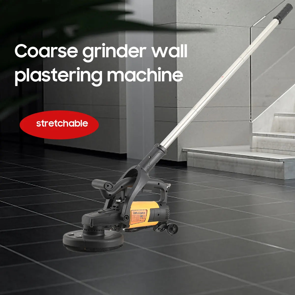 Rettificatrice per pareti 3800W Smerigliatrice grossolana portatile per intonacare le pareti con asta di prolunga per pareti, pavimenti in cemento, strumento per lucidare