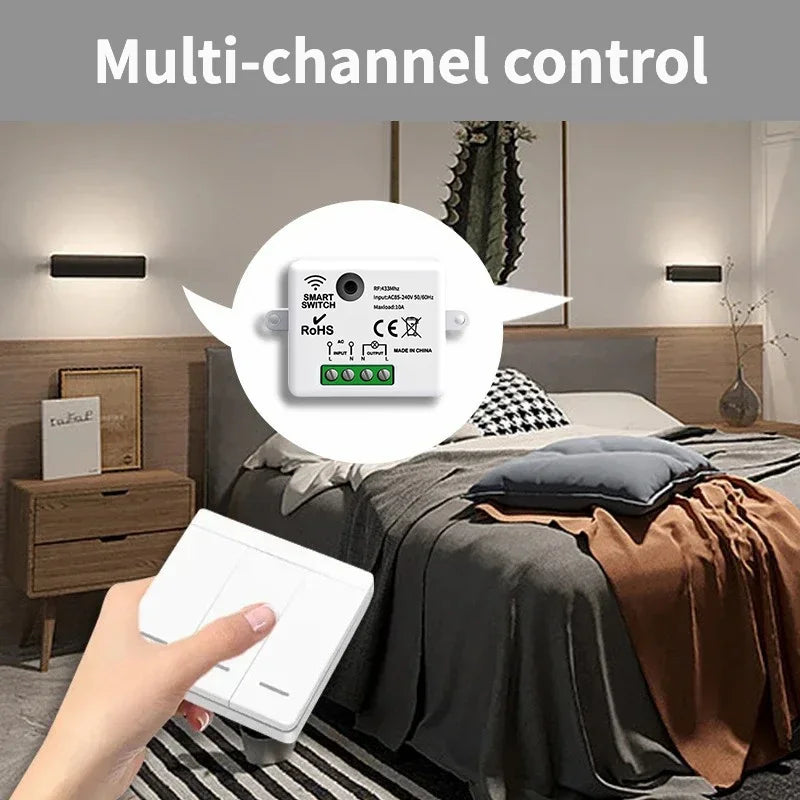 Ricevitore relè TNCE RF433, interruttore della luce wireless Mini telecomando 433 Mhz, interruttore trasmettitore da parete 1/2/3Gang, ventilatore lampada a LED intelligente