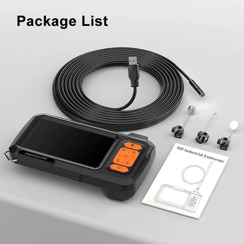 Telecamera per endoscopio Schermo da 4,3 pollici sostituibile Cavo rigido da 1-100 metri HD1080P 8MM Obiettivo per ispezione tubi USB Periscopio LED 2600mAh