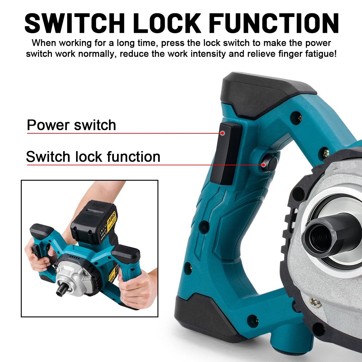 Gisha 6Gears Cordless Elettrico Betoniera Brushless Malta di Cemento Gesso Mixer Frullatore Miscelatore Vernice Per makita 18v batteria pin