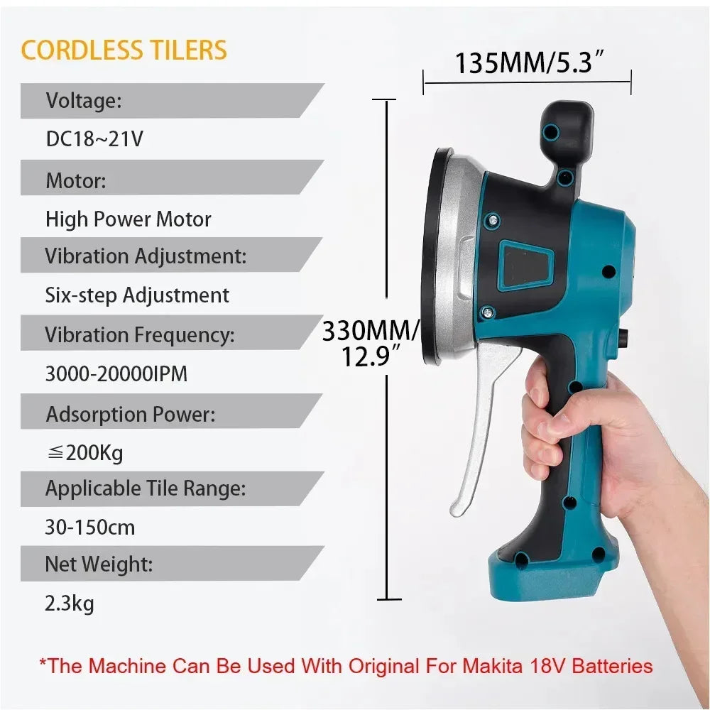 Gisha Cordless Tiler Vibratore Piastrellatrice 6 Velocità Automatico Livellamento Piastrelle Regolazione Assorbe Strumento Per Makita 18V Batteria Spille