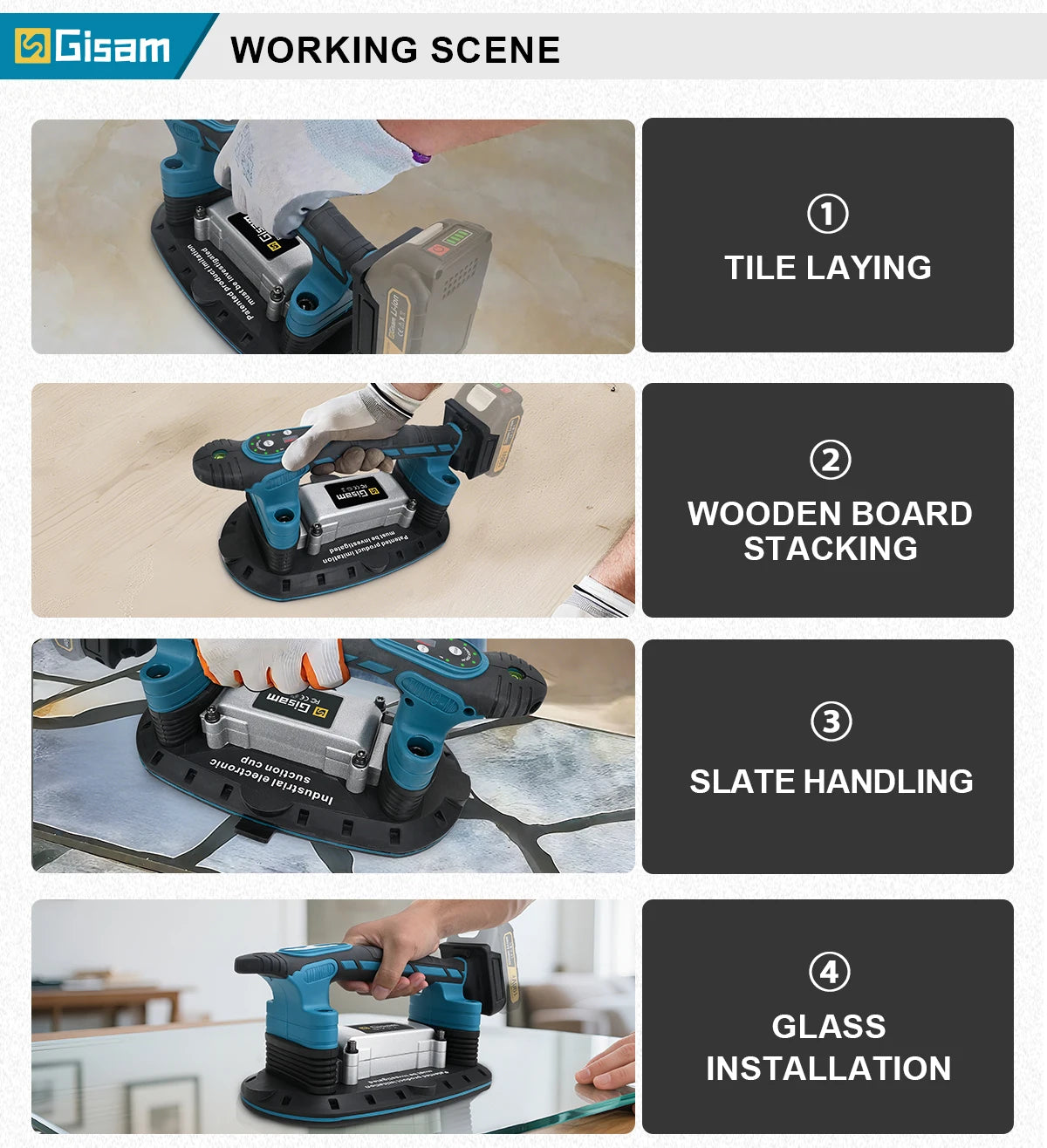 Gisha 500KG Piastrelle Piastrelle Macchina Piastrelle Vibratore Ventosa 9 Gear Pavimento Vibratore Livellamento Strumento di Potere Per makita 18v batteria pin