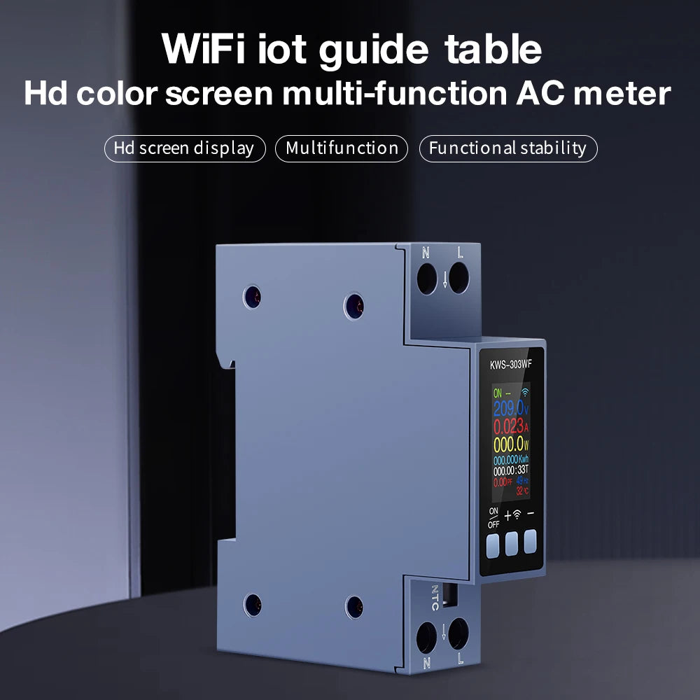 KWS-303 Tuya WiFi Misuratore di potenza APP Controllo 8 in1 Contatore di energia 85-290V/40A Misuratore di tensione e corrente Misuratore di elettricità Vita intelligente