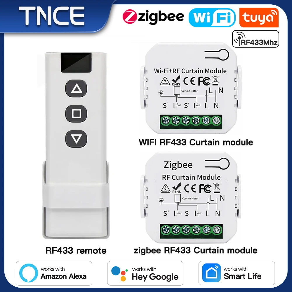 TNCE Tuya Modulo interruttore tenda wifi zigbee rf433mhz, interruttore motore otturatore tende a rullo, controllo intelligente vocale Alexa Google Home