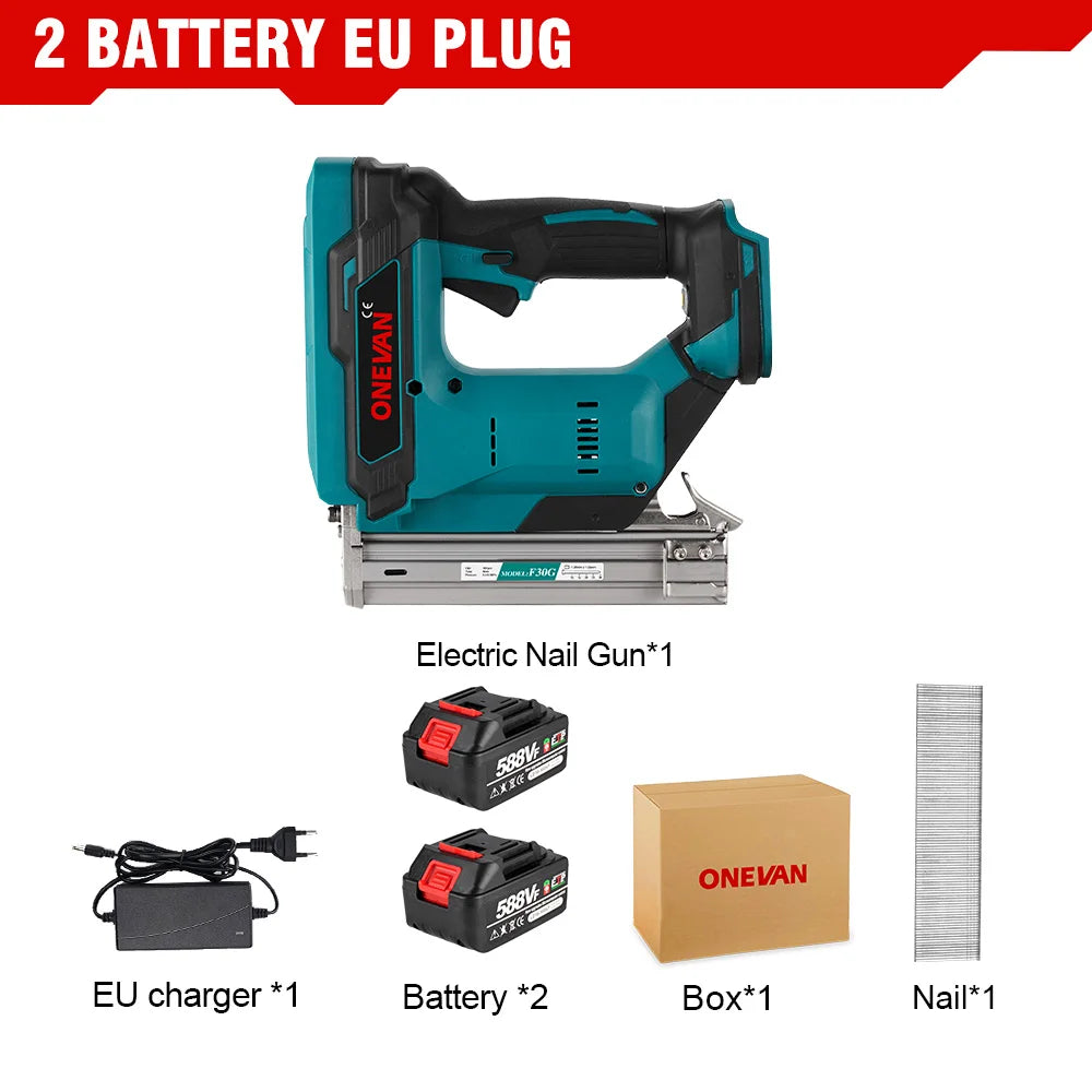 ONEVAN F30G 30 MILLIMETRI Brushless Pistola Sparachiodi Elettrica Cordless Cucitrice Chiodatrice Batteria Al Litio Chiodatura Strumento di Potere Per Makita Batteria Spille