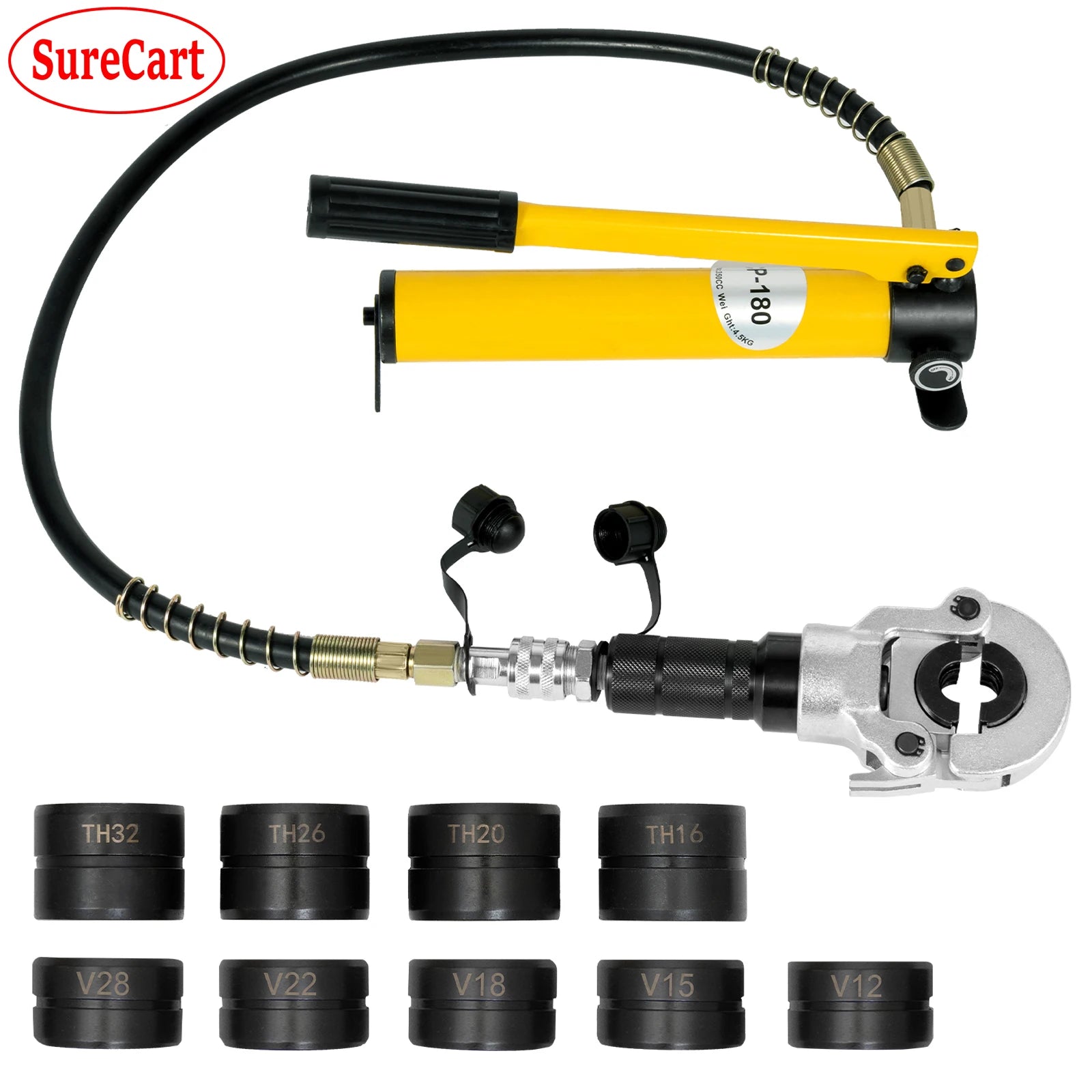 Pinza a crimpare per pompa idraulica 6T con 9 matrici per tubi in acciaio inossidabile Tubo in rame PEX PB Press V12-28mm TH16-32mm Set