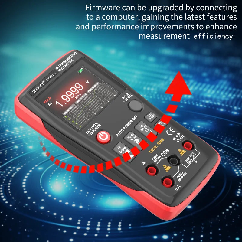 ZOYI R01 Multimetro per immagini termiche 2 in 1 Circuito T-RMS ad alta precisione da 25000 conteggi Rilevamento automobilistico Imaging termico a infrarossi