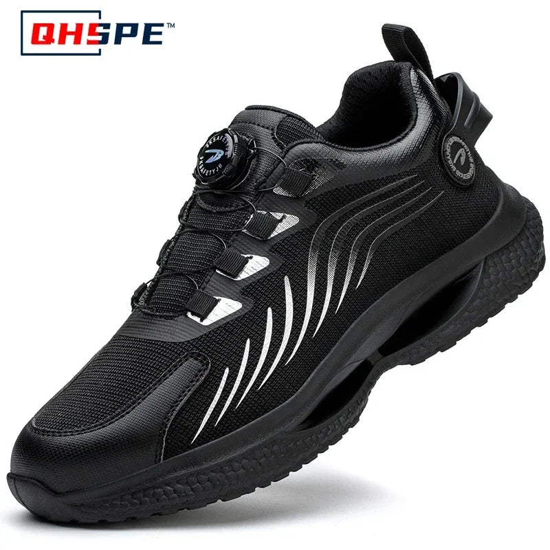 Pulsante rotante Nuove scarpe antinfortunistiche da uomo Scarpe da lavoro anti-smash anti-puntura Scarpe sportive da uomo di moda Stivali protettivi di sicurezza da uomo