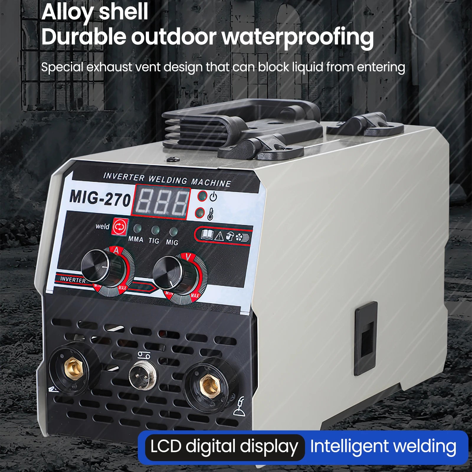 MIG-270 Saldatore inverter 3 in 1 220V Macchina portatile MMA/TIG Display digitale senza gas e semiautomatico Protezione termica per il fai da te domestico