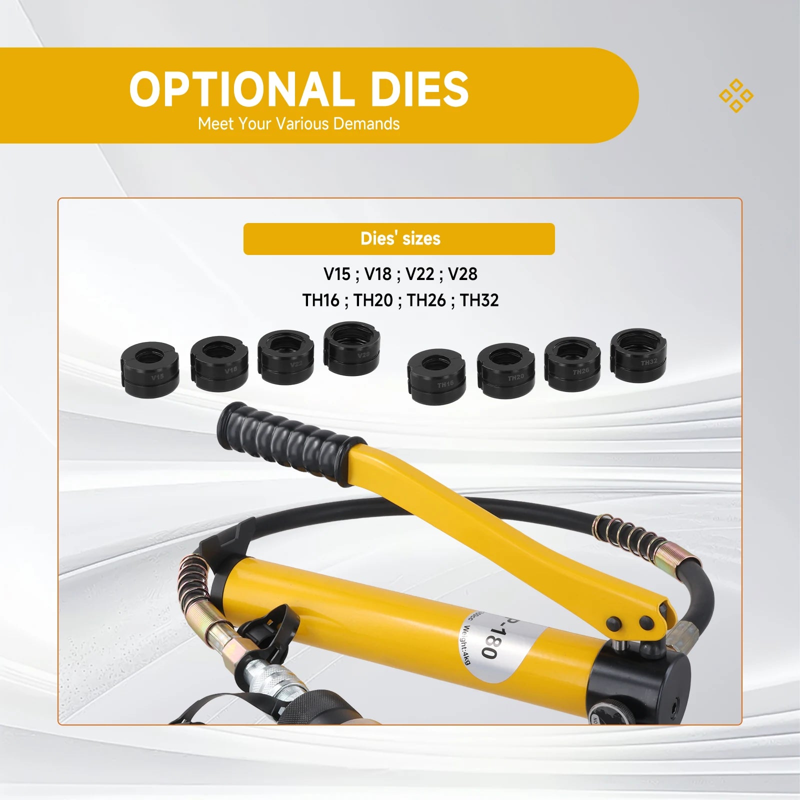 Pinza a crimpare idraulica Podofo 8T 360 °   Pinza per crimpare tubi in rame tipo TH16-32/V15-28-