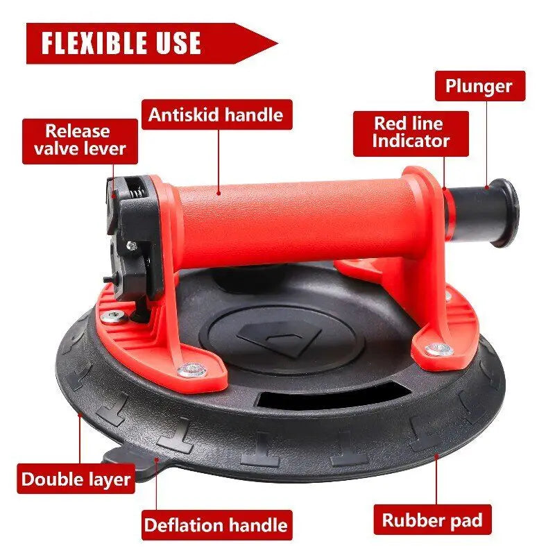 Sollevatore per piastrelle con ventosa sottovuoto HERZO da 200 mm per carichi pesanti per piastrelle di vetro di grandi dimensioni