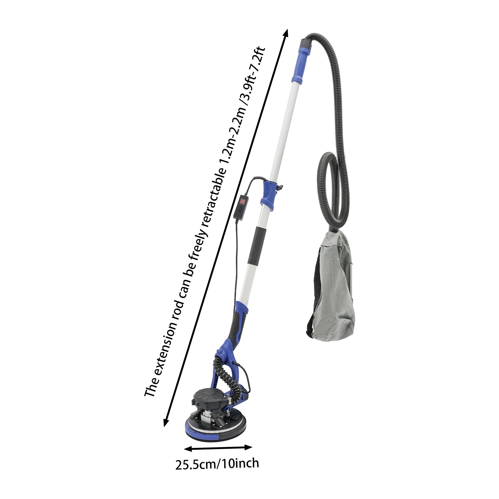 Levigatrice per cartongesso da 750 W, lucidatrice per mastice da parete a velocità regolabile, 220-240 V, con aspirazione della polvere, 6 carte vetrate