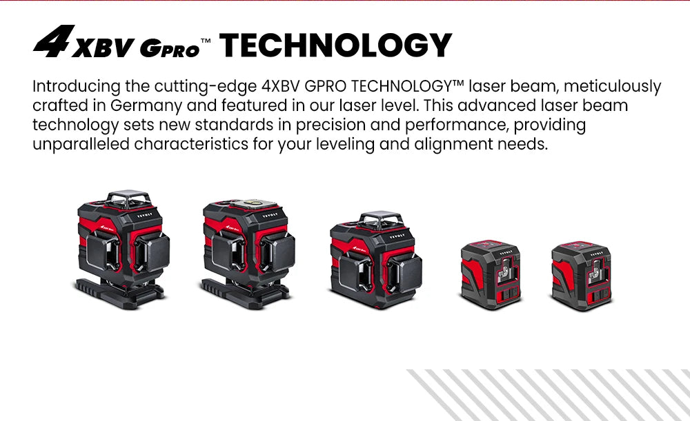 YEVOLT YVGLL4XS12 Livello laser Raggio verde a 12 linee Precisione ±0,2 mm/m, resistenza alla polvere/acqua IP54, livellamento automatico e modalità pendenza