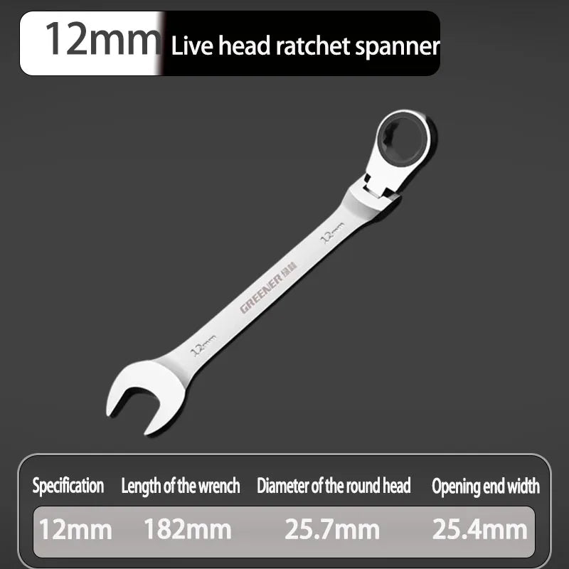 Chiave a cricchetto con testa viva, chiave aperta rapida a doppio scopo, strumento hardware, chiave a risparmio di forza, riparazione domestica, strumento manuale