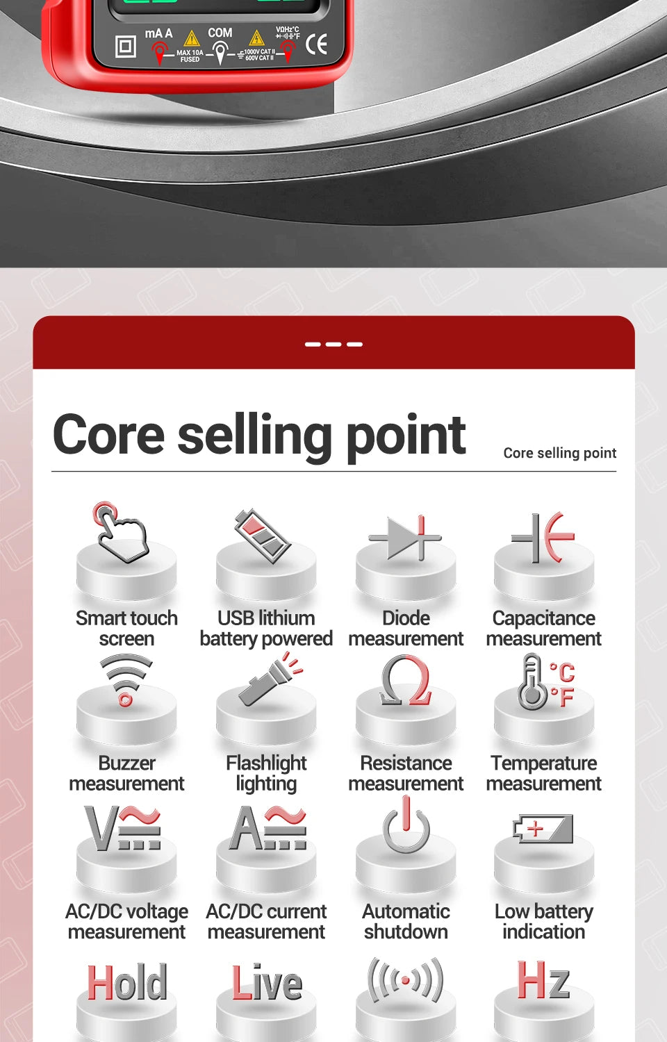 ANENG 683 6000 Conteggi Smart Touch Screen Multimetro Amperometro Ricaricabile AC/DC Tensione Corrente Tester NCV Diodo Elettricista Strumento