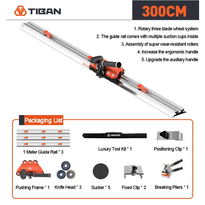 Tagliapiastrelle manuale di lusso da 2000 mm Sistema sottile Taglierina per piastrelle manuale collegabile per piastrelle di grande formato, porcellanato, ceramica