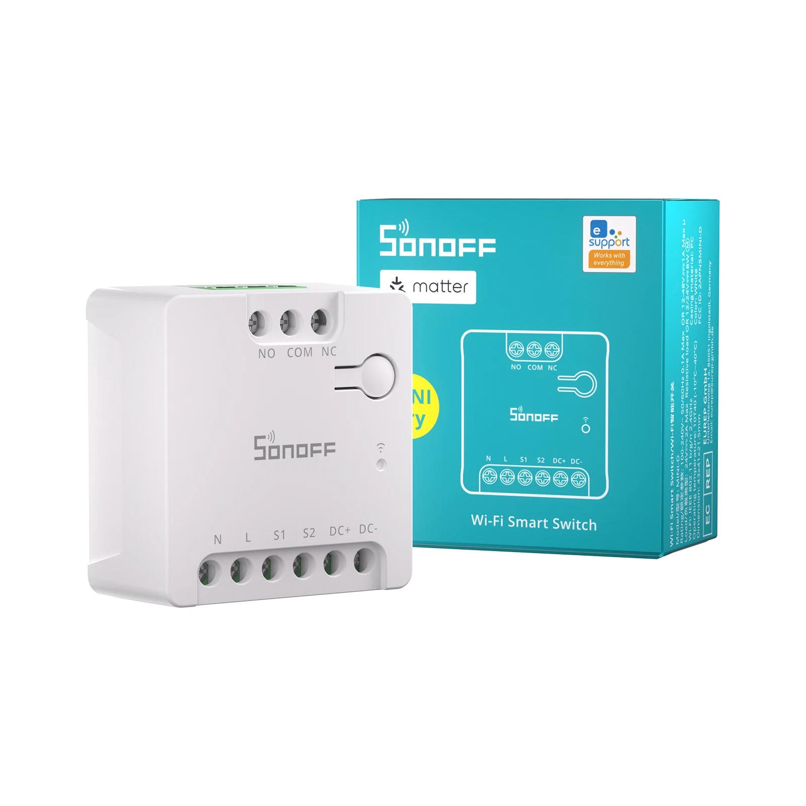 SONOFF MINI-D WiFi Smart Switch Dispositivo di contatto a secco Supporta l'alimentazione CA/CC Funziona con eWeLink Apple Home Alexa Google Home